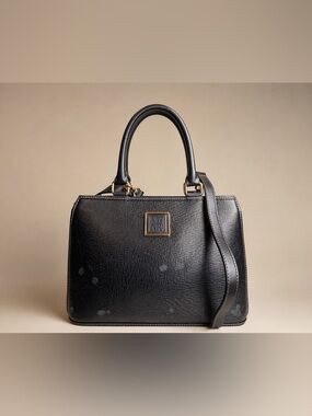 🖤 Nina Ricci Black Vintage Textured Leather Top Handle Crossbody Structured Bag